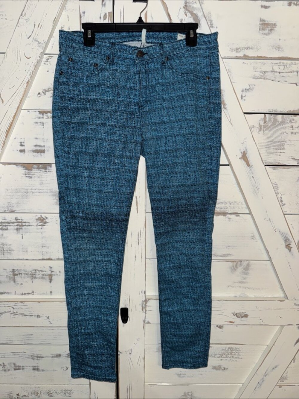 Rag & Bone/JEAN Leggings Women's Size 32 Blue Tweed Print Denim Jegging Stretch